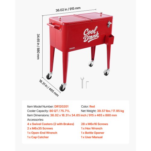 80 Quart Rolling Ice Chest Holds up to 50 Bottles 110 Cans Portable 1