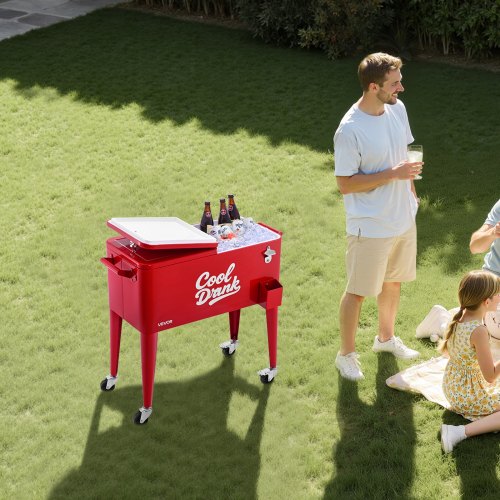 80 Quart Rolling Ice Chest Holds up to 50 Bottles 110 Cans Portable 1