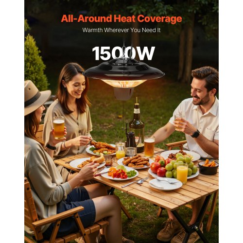 Hanging Patio Heater 1500W Electric Space Infrared Heater IP34 Protection