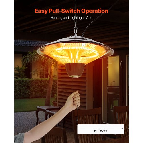 Hanging Patio Heater 1500W Electric Space Infrared Heater IP34 Protection