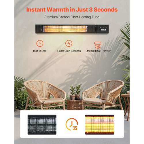 Infrared Heater 1500W Electric Space Infrared Carbon Heater with Remote