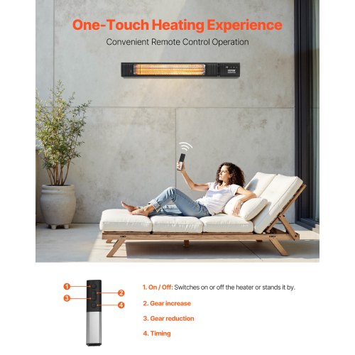 Infrared Heater 1500W Electric Space Infrared Carbon Heater with Remote