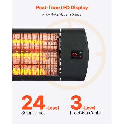 Infrared Heater 1500W Electric Space Heater with Remote Control LED Screen