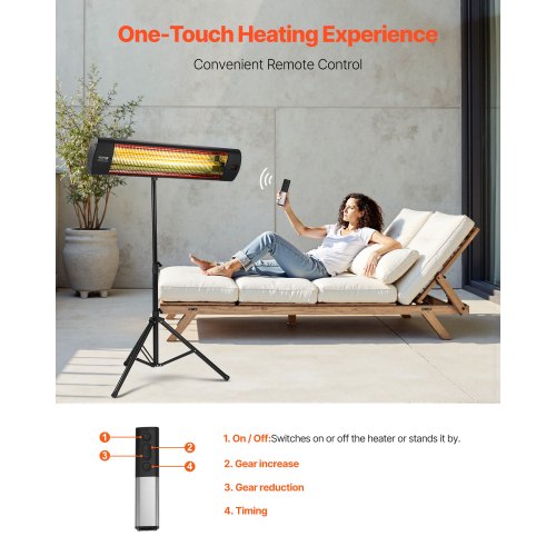 Infrared Heater 1500W Electric Space Heater with Remote Control LED Screen