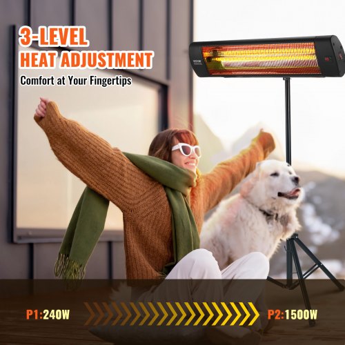 Infrared Heater 1500W Remote Control Electric Space Heater LED Screen