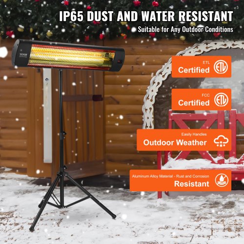 Infrared Heater 1500W Remote Control Electric Space Heater LED Screen