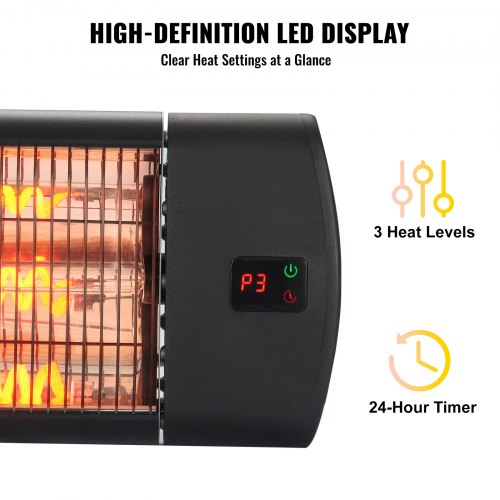 Infrared Heater 1500W Remote Control Electric Space Heater LED Screen