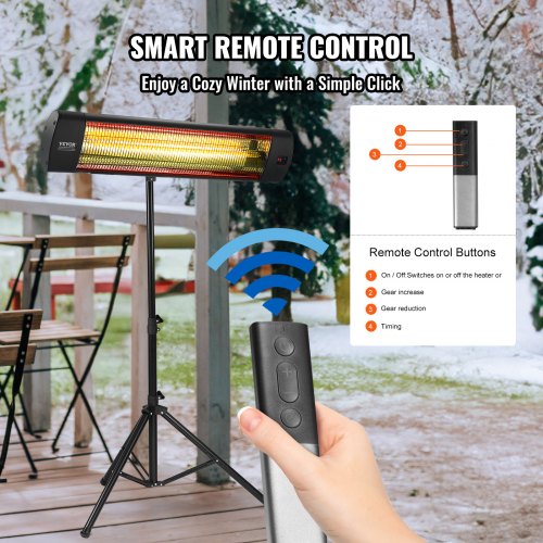 Infrared Heater 1500W Remote Control Electric Space Heater LED Screen 1