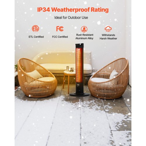 Infrared Heater 1500W Electric Space Heater with Remote Control 2 Speeds