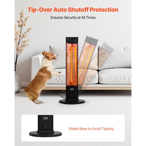 Infrared Heater 1500W Electric Space Heater with Remote Control 2 Speeds