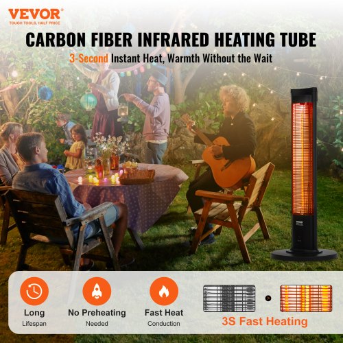 Infrared Heater 1500W Remote Control Electric Space Heater Patio Heater w