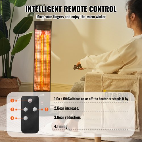Infrared Heater 1500W Remote Control Electric Space Heater Patio Heater w