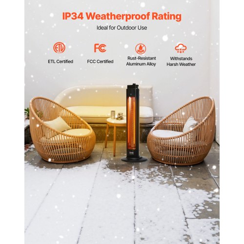 Infrared Heater 1500W Electric Space Heater with Remote Control 3 Speeds