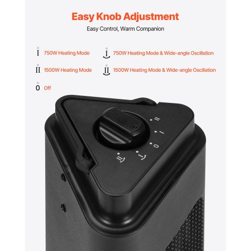 Infrared Heater 1500W Electric Space Heater with Remote Control 3 Speeds