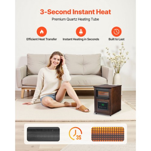 Infrared Heater 1500W Electric Space Heater with Remote Control LED Screen 1