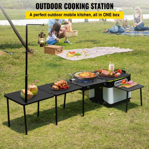 Outdoor Mobile Kitchen Portable Multifunctional Camp Box with Wheels All in One