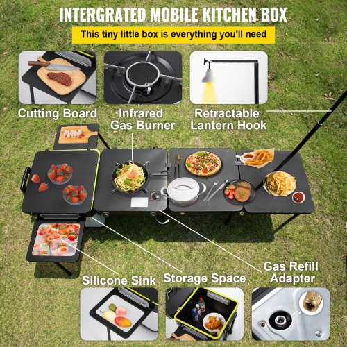 Outdoor Mobile Kitchen Portable Multifunctional Camp Box with Wheels All in One