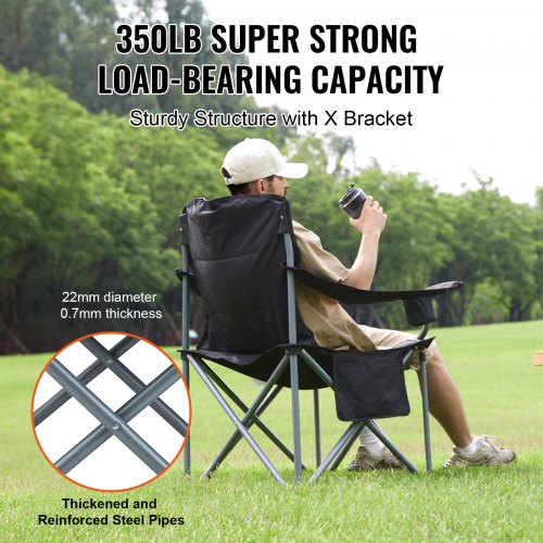 Camping Folding Chair for Adults Portable Heavy Duty Outdoor Quad Lumbar