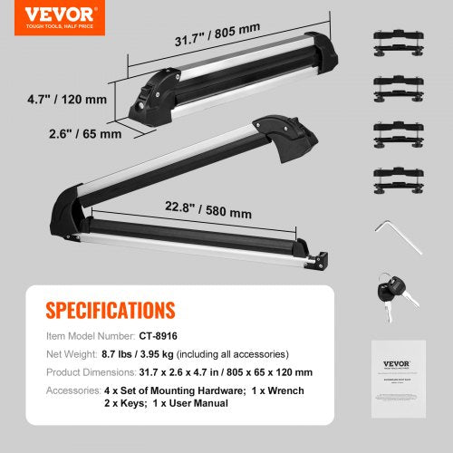 Ski and Snowboard Roof Rack 317Inch Universal Ski Rack for Car Roof Fit