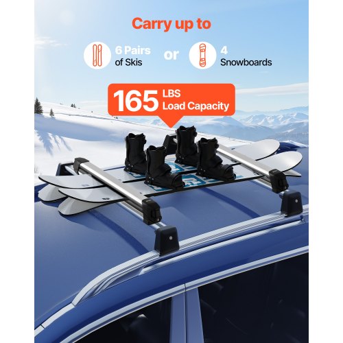 Ski Snowboard Roof Rack Carry Up To 6 Pairs Of Skis Or 4 Snowboards 2 Pcs 16 1