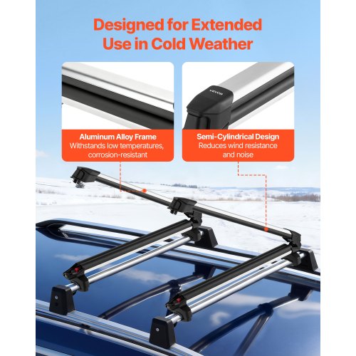 Ski Snowboard Roof Rack Carry Up To 6 Pairs Of Skis Or 4 Snowboards 2 Pcs
