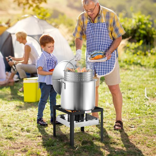 80 Qt Seafood Boiling Kit with Strainer Outdoor Seafood Boil Pot and Basket