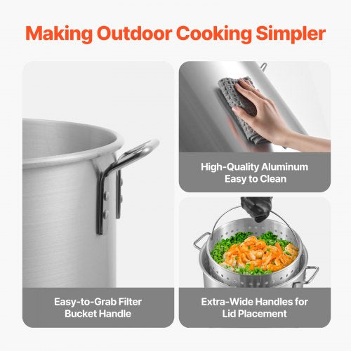 100 Qt Seafood Boiling Kit with Strainer Outdoor Seafood Boil Pot and Basket