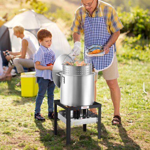 100 Qt Seafood Boiling Kit with Strainer Outdoor Seafood Boil Pot and Basket