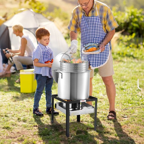 60 Qt Seafood Boiling Kit with Strainer Outdoor Seafood Boil Pot and Basket