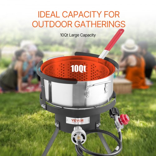 10 Qt Fish and Wing Fryer Aluminum Propane Fish Fryer Kit Outdoor Deep