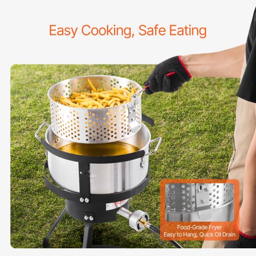 10 Qt Fish and Wing Fryer Aluminum Propane Fish Fryer Kit Outdoor Deep