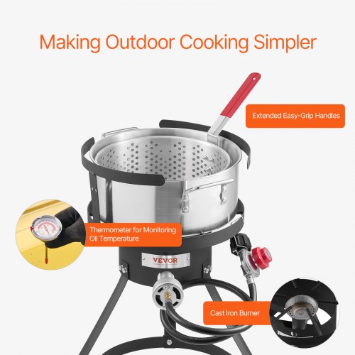 10 Qt Fish and Wing Fryer Aluminum Propane Fish Fryer Kit Outdoor Deep