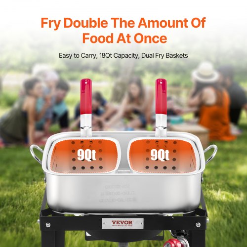18 Qt Fish and Wing Fryer with Double Basket Aluminum Propane Fish Fryer