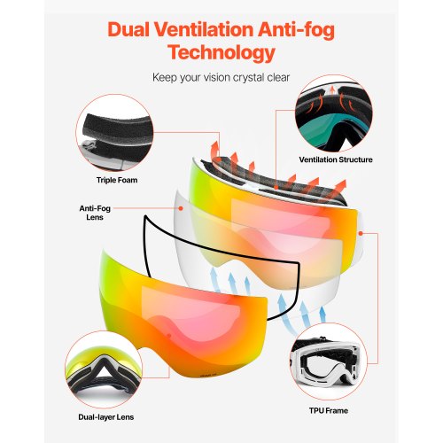 Frameless Ski Goggles Spherical Lens with Pink Revo Coating OTG Anti fog