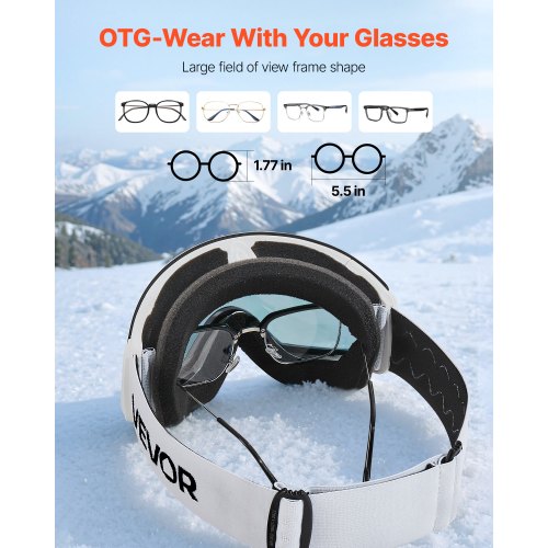 Frameless Ski Goggles Spherical Lens with Pink Revo Coating OTG Anti fog