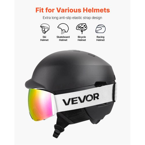 Frameless Ski Goggles Spherical Lens with Pink Revo Coating OTG Anti fog