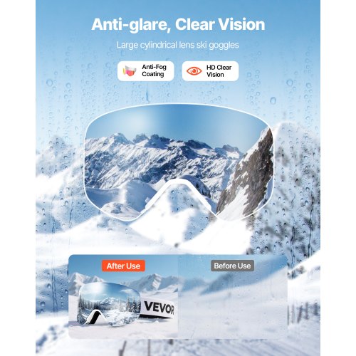 Frameless Ski Goggles Magnet Cylindrical Lens with Pink Revo Coating OTG