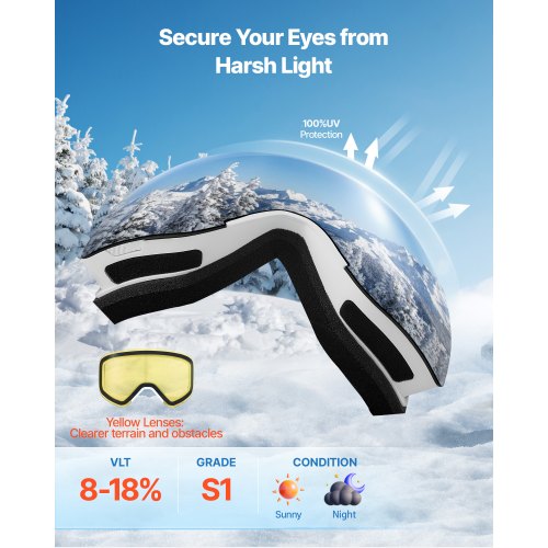 Frameless Ski Goggles Magnet Cylindrical Lens with Pink Revo Coating OTG