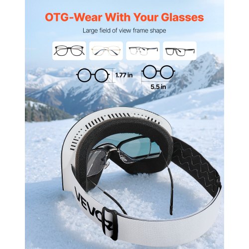 Frameless Ski Goggles Magnet Cylindrical Lens with Pink Revo Coating OTG