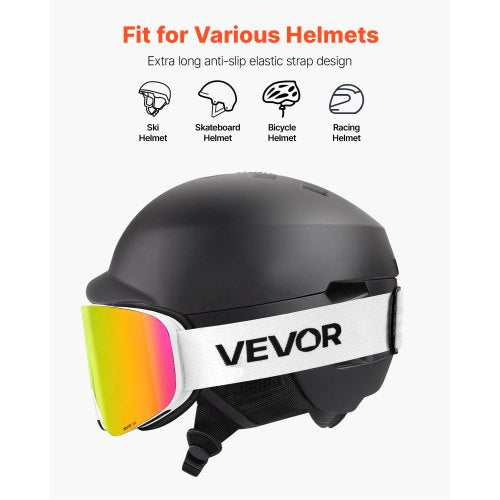 Frameless Ski Goggles Magnet Cylindrical Lens with Pink Revo Coating OTG