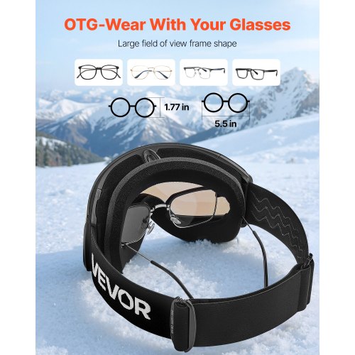 Frameless Ski Goggles Spherical Lens with Blue Revo Coating OTG Anti fog