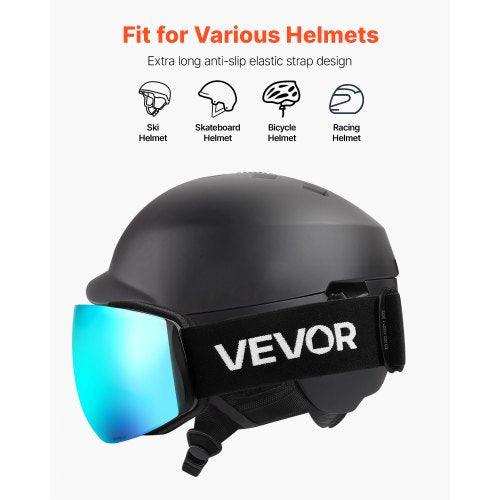 Frameless Ski Goggles Spherical Lens with Blue Revo Coating OTG Anti fog