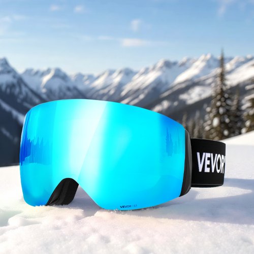 Frameless Ski Goggles Spherical Lens with Blue Revo Coating OTG Anti fog