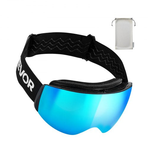 Frameless Ski Goggles Spherical Lens with Blue Revo Coating OTG Anti fog