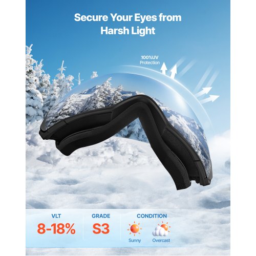 Frameless Ski Goggles Spherical Lens with Silver Mirror Revo Coating OTG