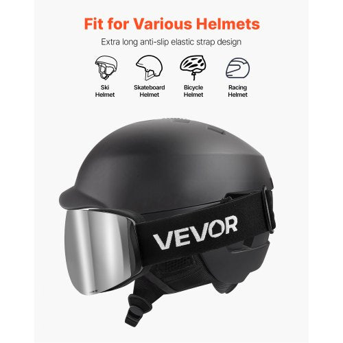 Frameless Ski Goggles Spherical Lens with Silver Mirror Revo Coating OTG