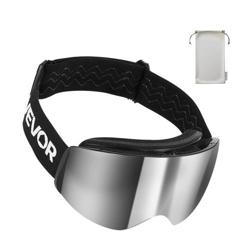 Frameless Ski Goggles Spherical Lens with Silver Mirror Revo Coating OTG