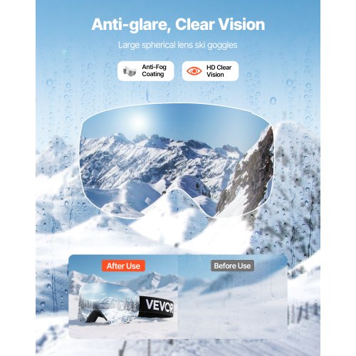 Frameless Ski Goggles Magnet Cylindrical Lens with Silver Mirror Revo