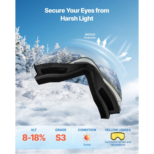 Frameless Ski Goggles Magnet Cylindrical Lens with Silver Mirror Revo