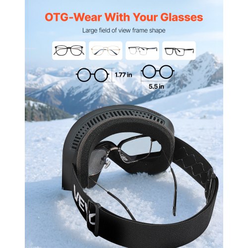 Frameless Ski Goggles Magnet Cylindrical Lens with Silver Mirror Revo